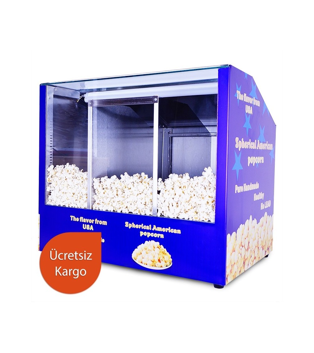 Üçlü Popcorn Sunum Tezgahı 1007