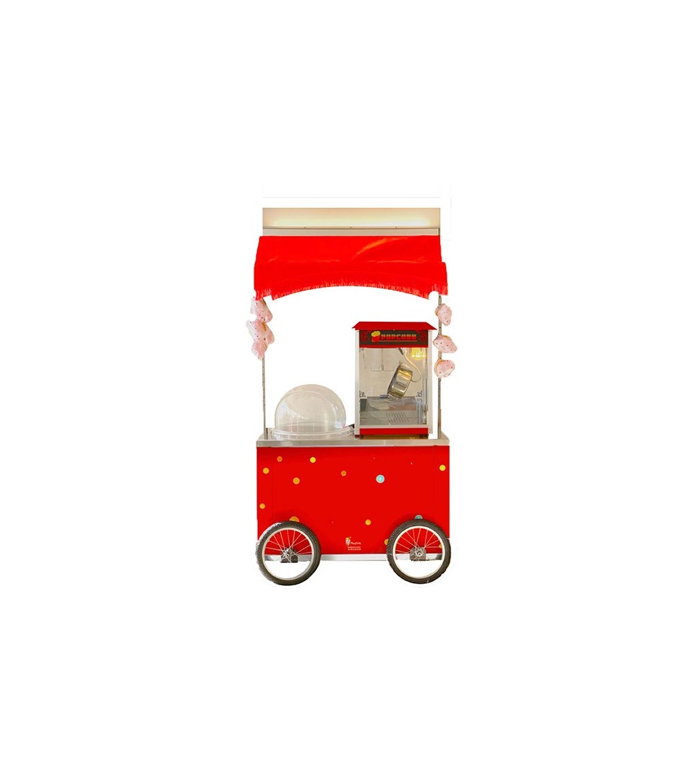 Tekerlekli Popcorn Mısır Patlatma ve Pamuk Şeker Arabası - 5465