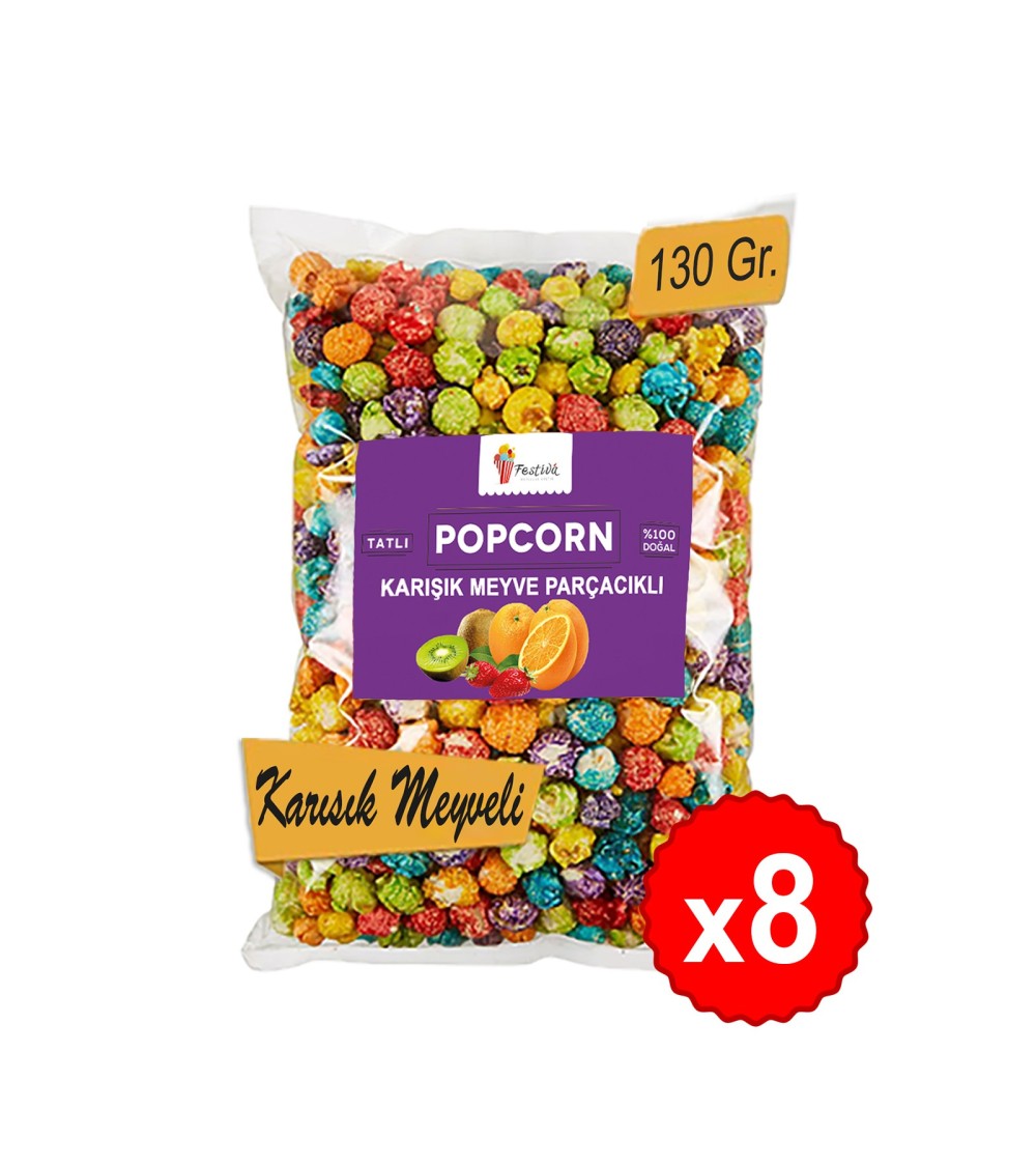 8 Kutu Karışık Meyveli Patlamış Mısır / Popcorn 2772M-8 130 gr.