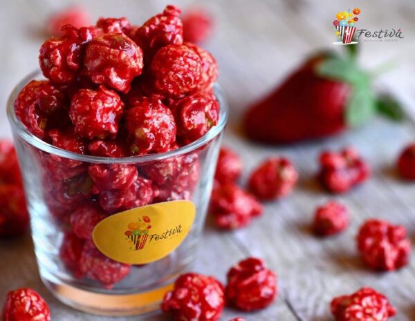 8 Kutu Doğal Çilek Parçacıklı Karamelli Patlamış Mısır / Popcorn 130 gr. 2767-8