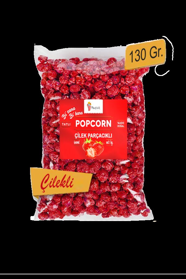 8 Kutu Doğal Çilek Parçacıklı Karamelli Patlamış Mısır / Popcorn 130 gr. 2767-8